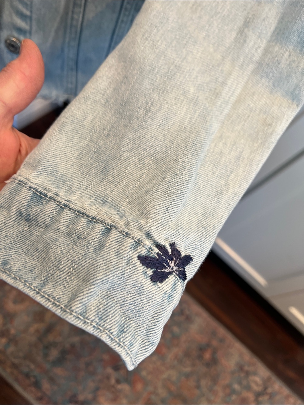 Old Navy Light Blue Embroidered Denim Jacket Size S EUC - Picture 6 of 9